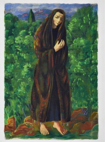 Mojżesz KISLING (1891-1953) Żebraczka litografia barwna