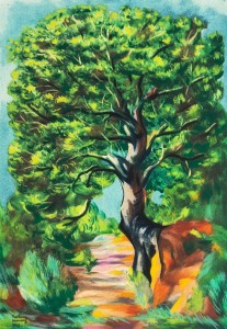 Mojżesz KISLING (1891-1953) Wejście do obozu Litografia kolorowana gwaszem