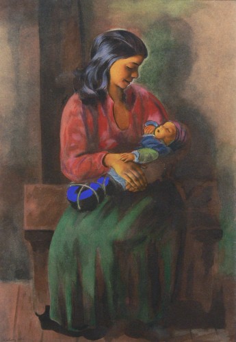 Mojżesz KISLING (1891-1953) Macierzyństwo, 1952 r. litografia barwna