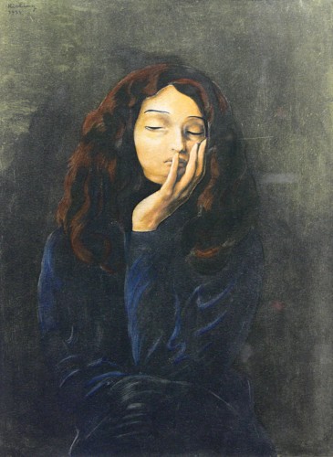 Mojżesz KISLING (1891-1953) Portret dziewczyny litografia barwna,