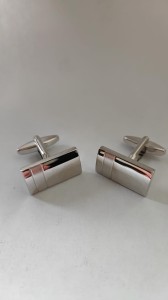 Srebrne prostokątne klasyczne spinki do mankietów