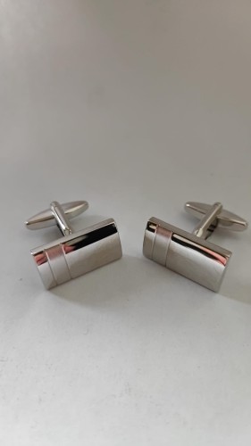 Srebrne prostokątne klasyczne spinki do mankietów