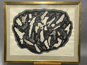 Marek Oberlander (1922-1978) kompozycja abstrakcyjna akwarela na papierze Sygnowany w prawym dolnym rogu i datowany Nicea 1967. Wymiary 49x65cm
