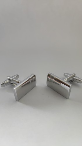 Spinki do mankietów srebrne z połyskiem z matową aplikacją