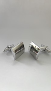 Spinki do mankietów srebrne błyszczące prostokątne