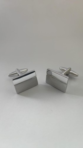 Spinki do mankietów srebrne matowo błyszczące prostokątne