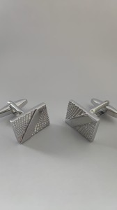 Spinki do mankietów srebrne prostokątne z połyskiem