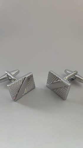 Spinki do mankietów srebrne prostokątne z połyskiem