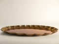 Owalna mosiężna taca Art deco, projekt Arvid Johansson, Arvika Konstsmide, Szwecja, lata 40. XX wieku