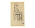 Jean PESKÉ (1870-1949) „Model siedzący" rysunek węglem