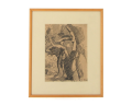 Jean (Jan) PESKÉ (1870-1949) „Pejzaż ”, rysunek węglem