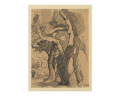 Jean (Jan) PESKÉ (1870-1949) „Pejzaż ”, rysunek węglem
