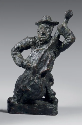 Emmanuel KATZ (zw. Mané-Katz) (1894 - 1962) Kontrabasista, odlew żeliwny