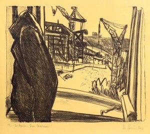 Stein, Hans (ur. 1935 w Dessau, mieszka w Berlinie) Plac budowy w Berlinie  (1977), litografia