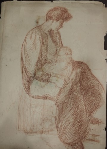 Jean PESKÉ (Jan Mirosław PESZKE) (1870 Gołta - 1949 Le Mans) Macierzyństwo, pastel