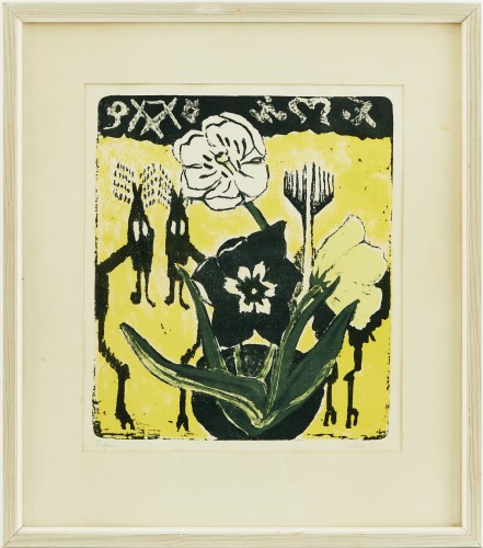 Erich Heckel (1883 Döbeln/Sachsen – Radolfzell 1970 ). „Tulpen”.  Litografia kolorowa, 