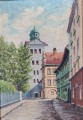 Szczecin – ulica w rejonie Zamku Książąt Pomorskich, XX w