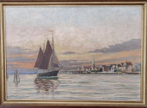 Panorama Gryfina od strony Regalicy – Wilhelm Hoffmann | Obraz olejny 35 × 48 cm