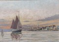 Panorama Gryfina od strony Regalicy – Wilhelm Hoffmann | Obraz olejny 35 × 48 cm