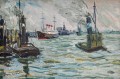 Eugen Dekkert (1865–1956) – Parowce w porcie, przypuszczalnie Szczecin