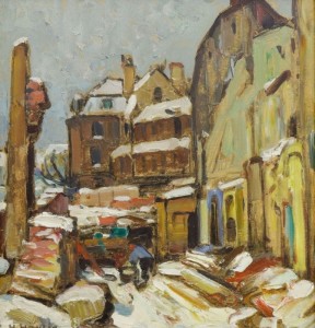 Hans Hartig (1873–1936) – „Zima w miasteczku” / „Wnętrze kościoła w Karnicach”