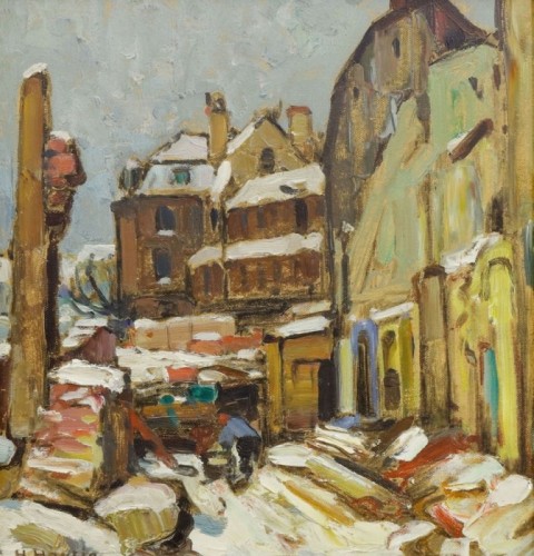 Hans Hartig (1873–1936) – „Zima w miasteczku” / „Wnętrze kościoła w Karnicach”